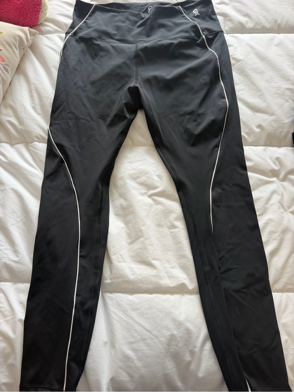 Good American Black Leggings with White Piping